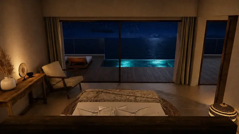 Kabisu villa at night